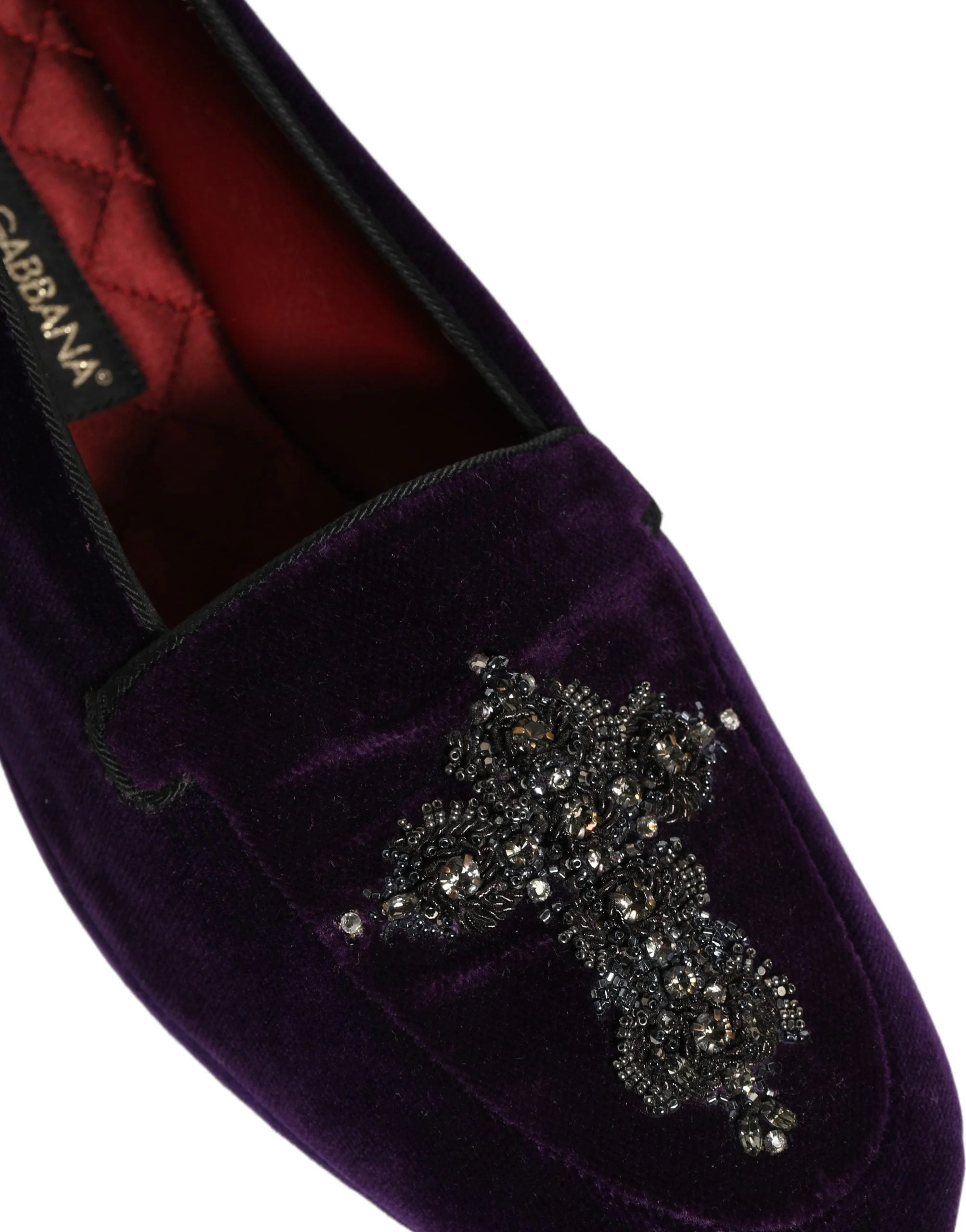 Dolce & Gabbana Violet Suede Embellished Dress Loafers Shoes - EU41/US8