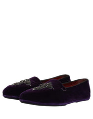 Dolce & Gabbana Violet Suede Embellished Dress Loafers Shoes - EU41/US8
