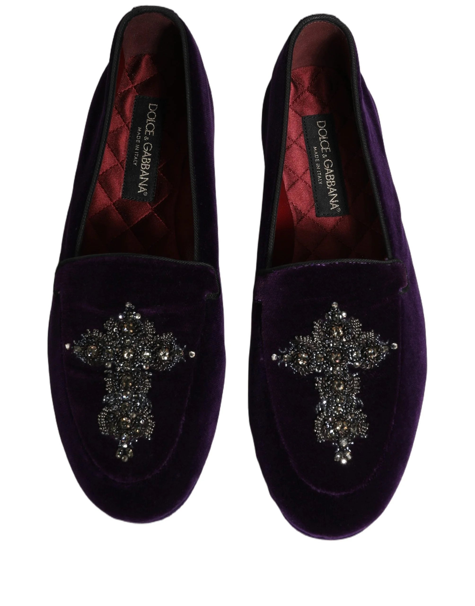 Dolce & Gabbana Violet Suede Embellished Dress Loafers Shoes - EU41/US8