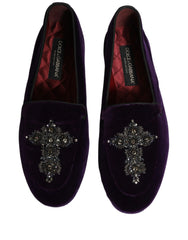 Dolce & Gabbana Violet Suede Embellished Dress Loafers Shoes - EU41/US8