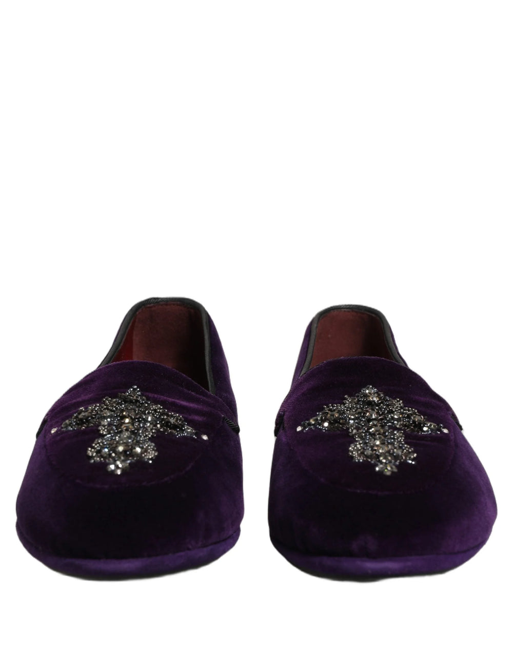 Dolce & Gabbana Violet Suede Embellished Dress Loafers Shoes - EU41/US8