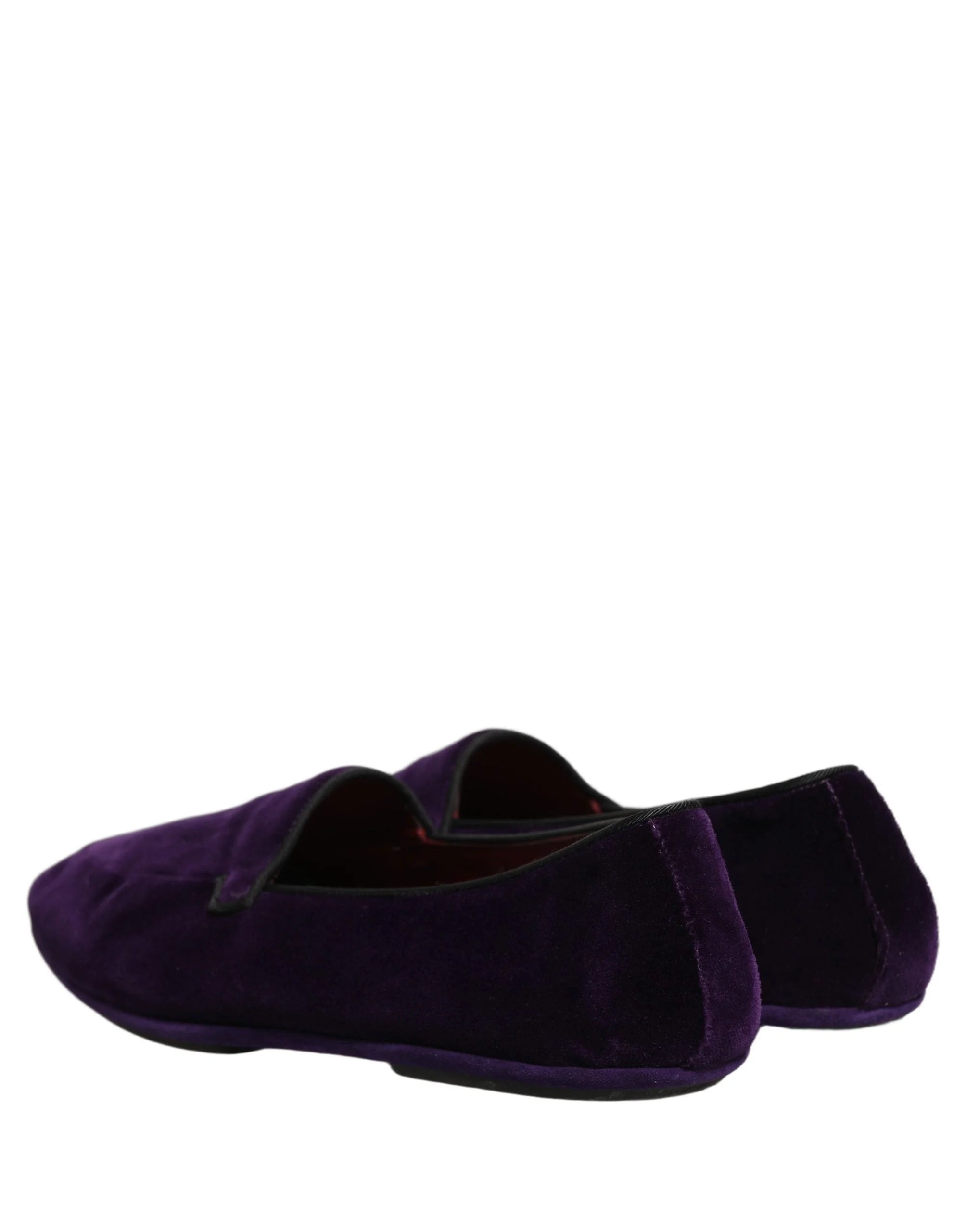 Dolce & Gabbana Violet Velvet Slip On Men Flats Loafers Shoes - EU43/US10
