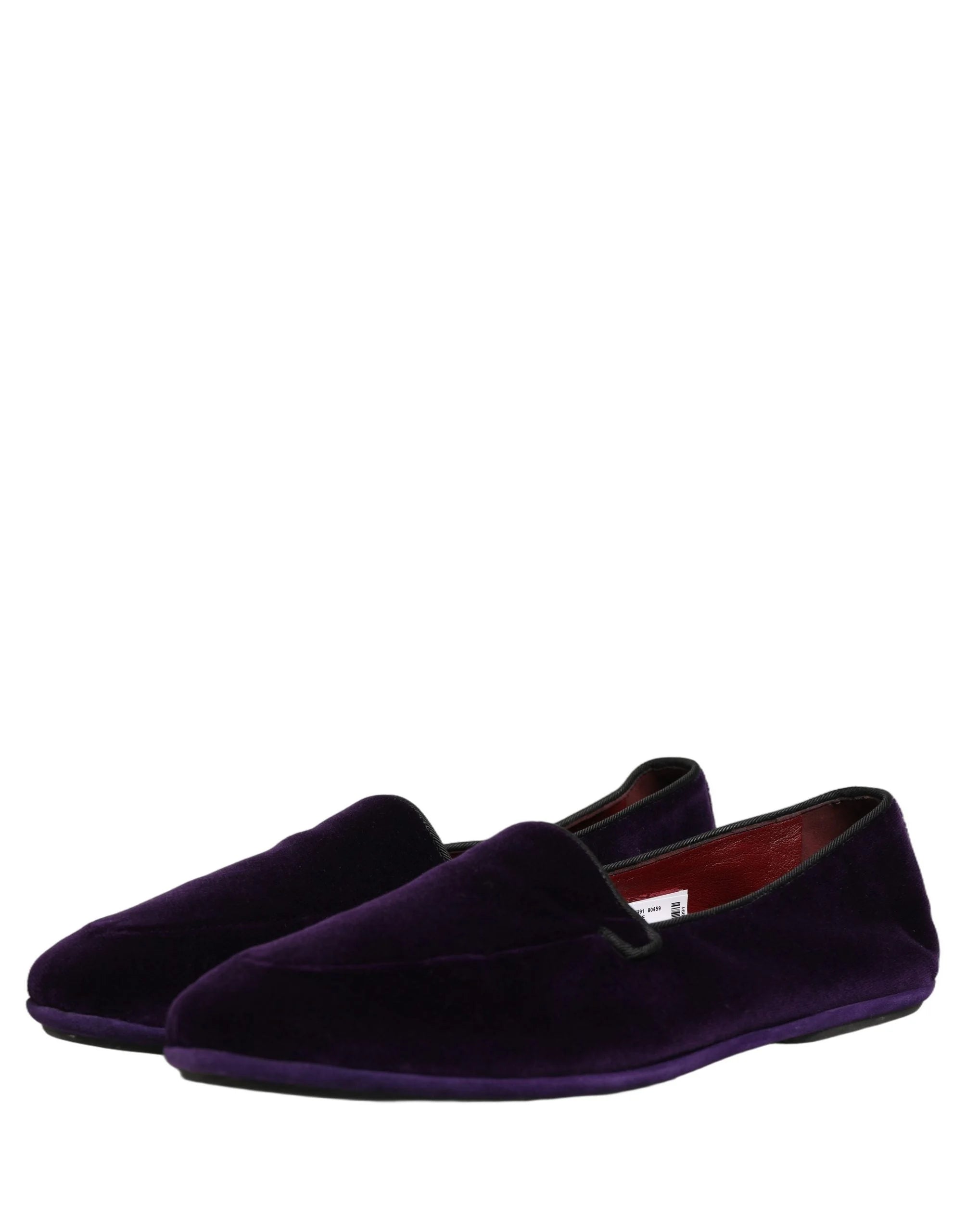 Dolce & Gabbana Violet Velvet Slip On Men Flats Loafers Shoes - EU43/US10
