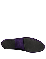Dolce & Gabbana Violet Velvet Slip On Men Flats Loafers Shoes - EU43/US10