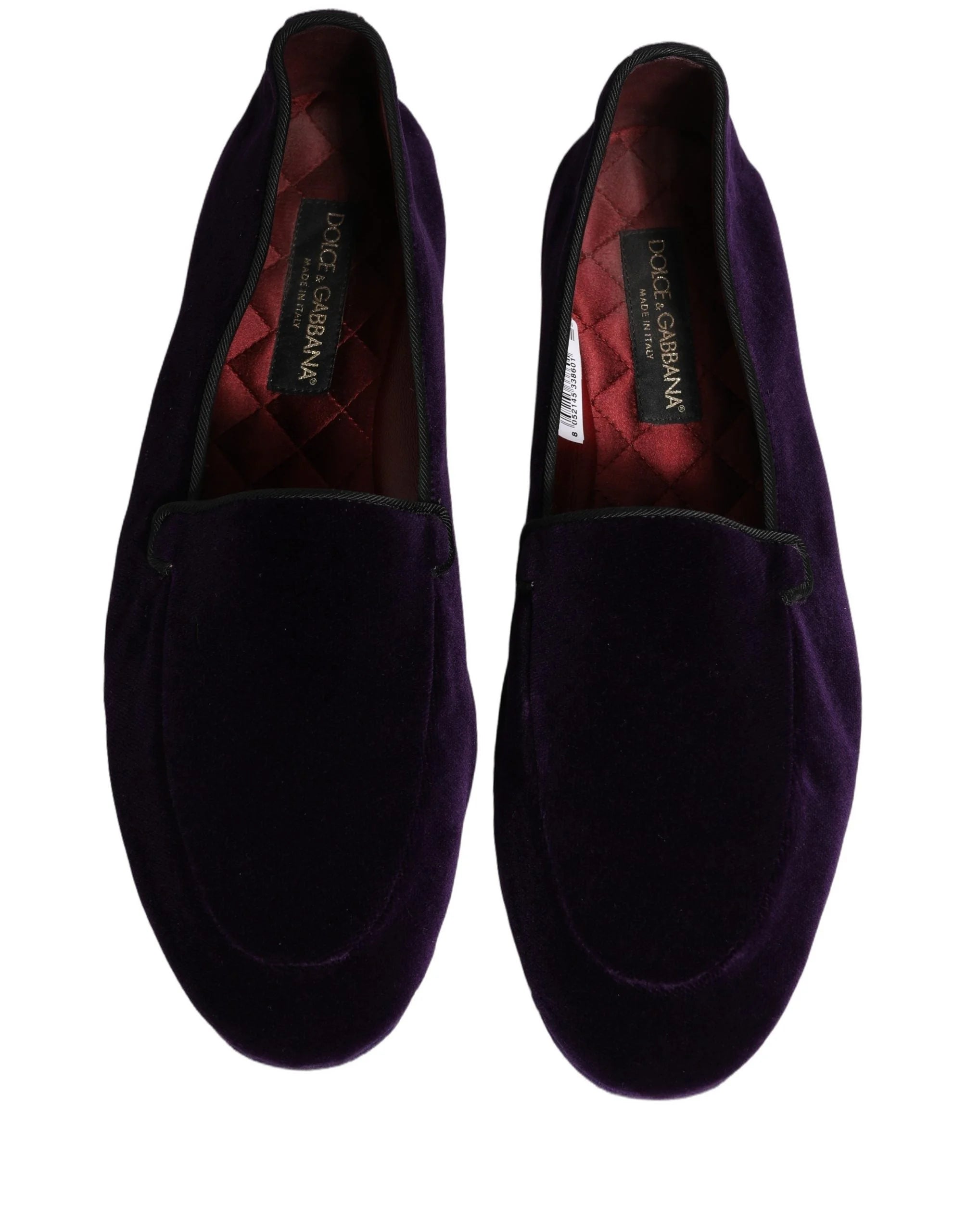 Dolce & Gabbana Violet Velvet Slip On Men Flats Loafers Shoes - EU43/US10