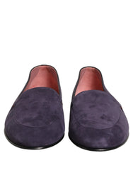 Dolce & Gabbana Violet Velvet Slip On Men Flats Loafers Shoes - EU44/US11