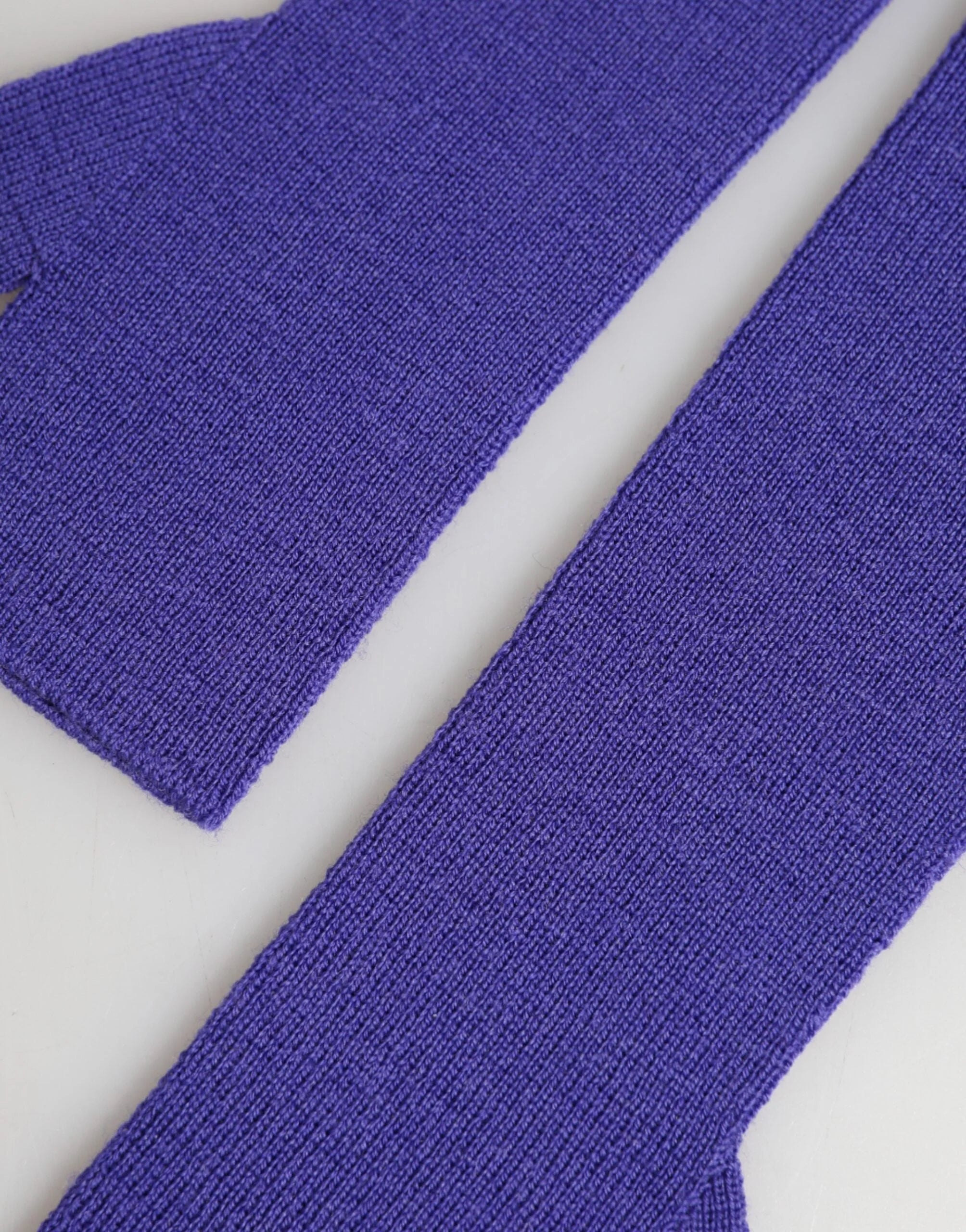 Dolce & Gabbana Violet Wool Fingerless Elbow Length Mitten Gloves - One Size