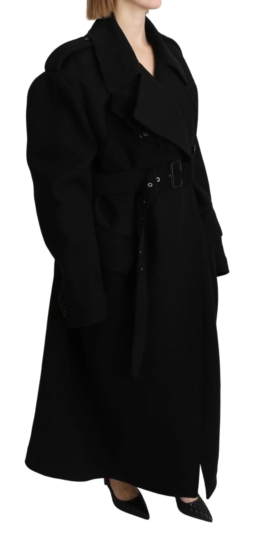 Dolce & Gabbana Virgin Wool Black Blazer Trenchcoat Jacket - IT40 | M - Trench Coats
