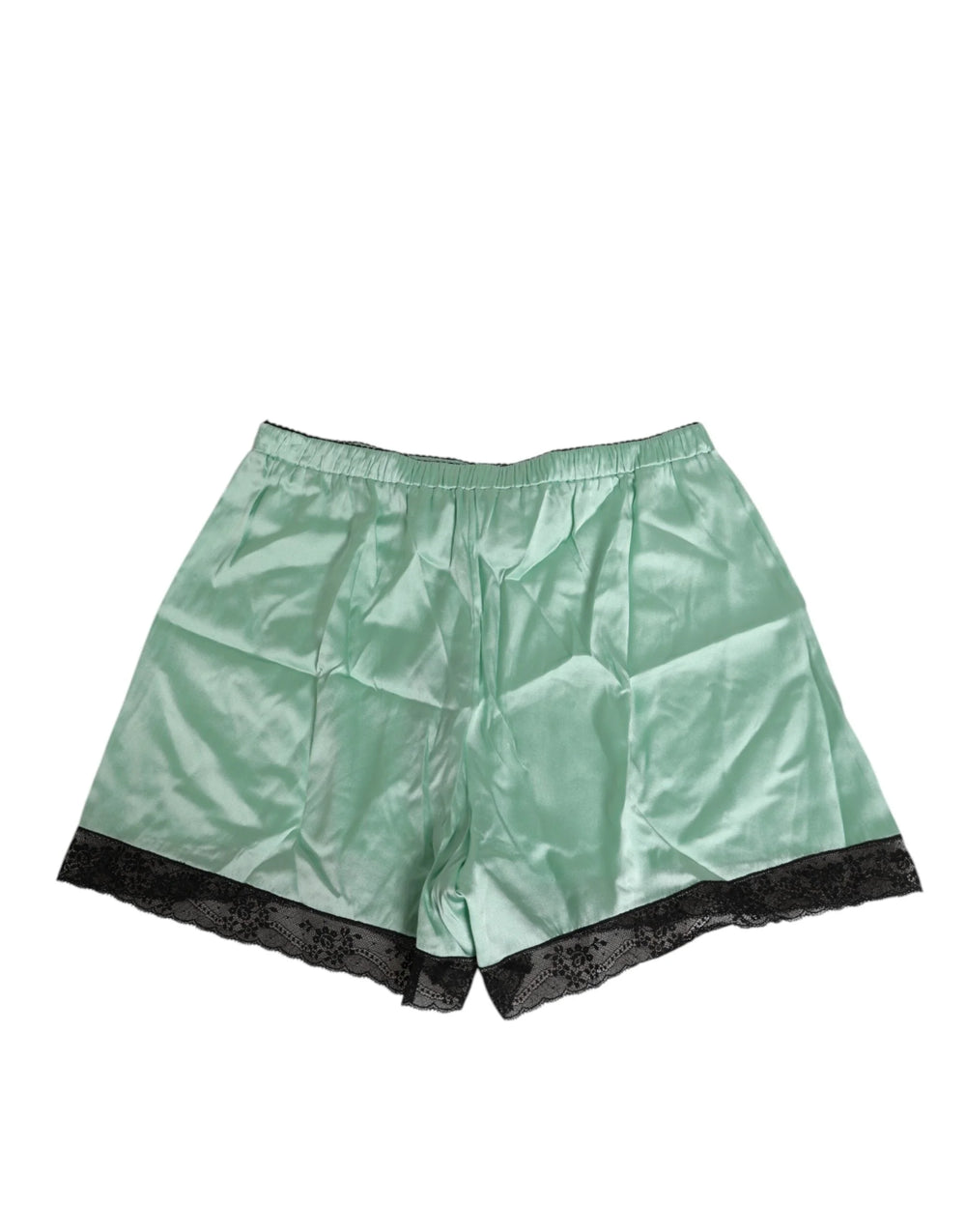 Dolce & Gabbana Water Green Satin Black Lace Trim Underwear - IT3 | M - Boyshorts