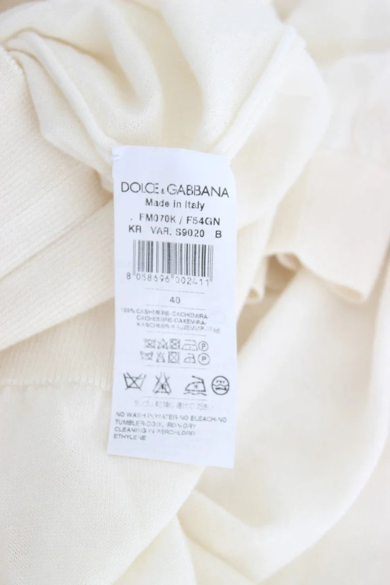 Dolce & Gabbana White 100% Cashmere Sweater - IT40|S - Sweaters