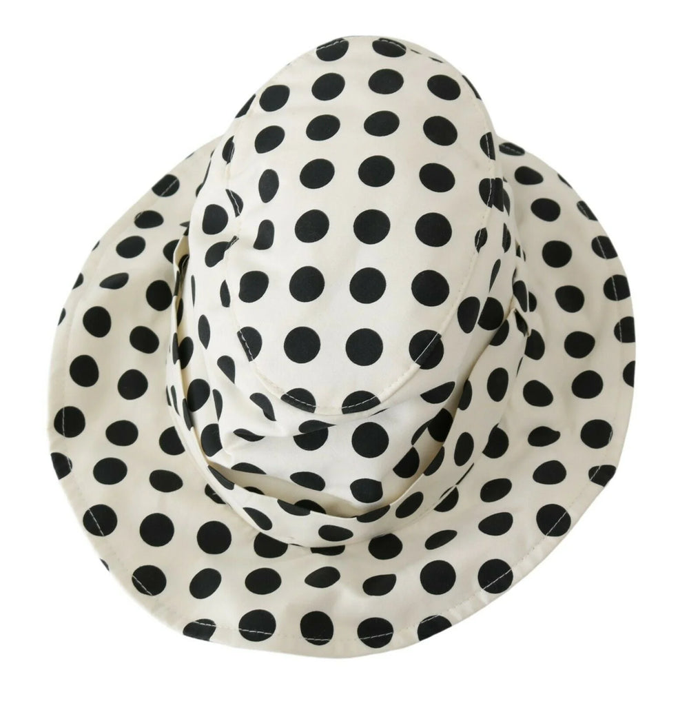 Dolce & Gabbana White 100% Cotton Polka Dot Design Trilby Hat - 60 cm|XL - Trilbies