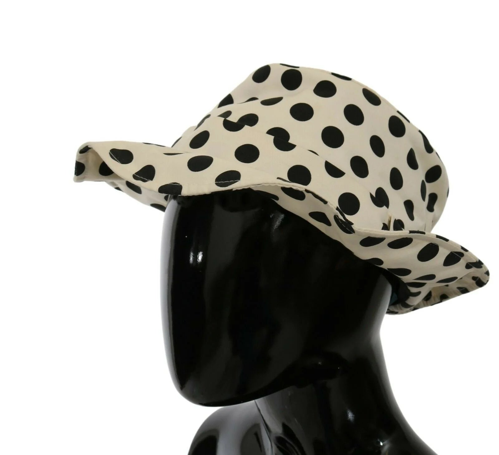 Dolce & Gabbana White 100% Cotton Polka Dot Design Trilby Hat - 60 cm|XL - Trilbies