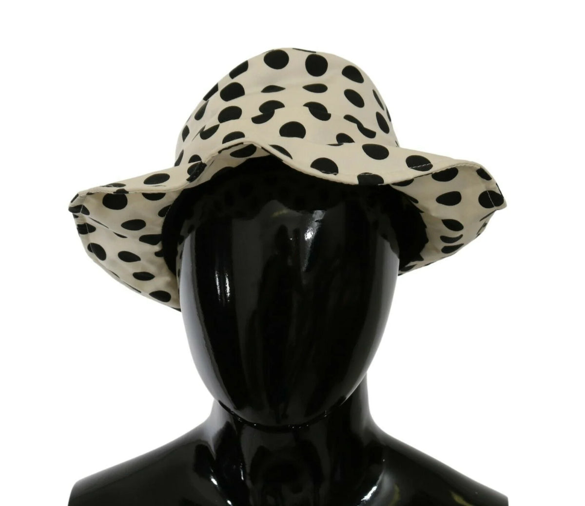 Dolce & Gabbana White 100% Cotton Polka Dot Design Trilby Hat - 60 cm|XL - Trilbies