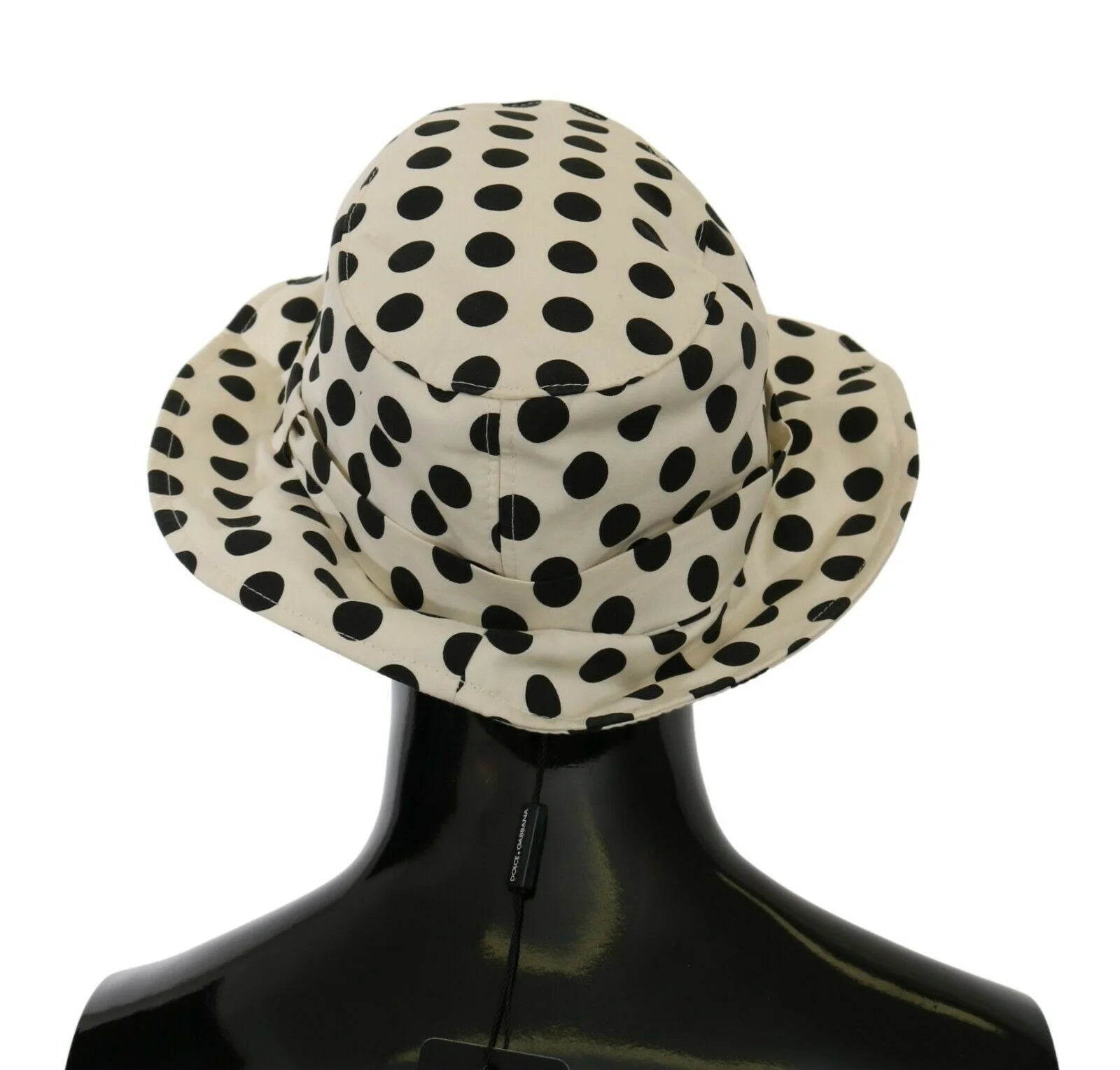 Dolce & Gabbana White 100% Cotton Polka Dot Design Trilby Hat - 60 cm|XL - Trilbies