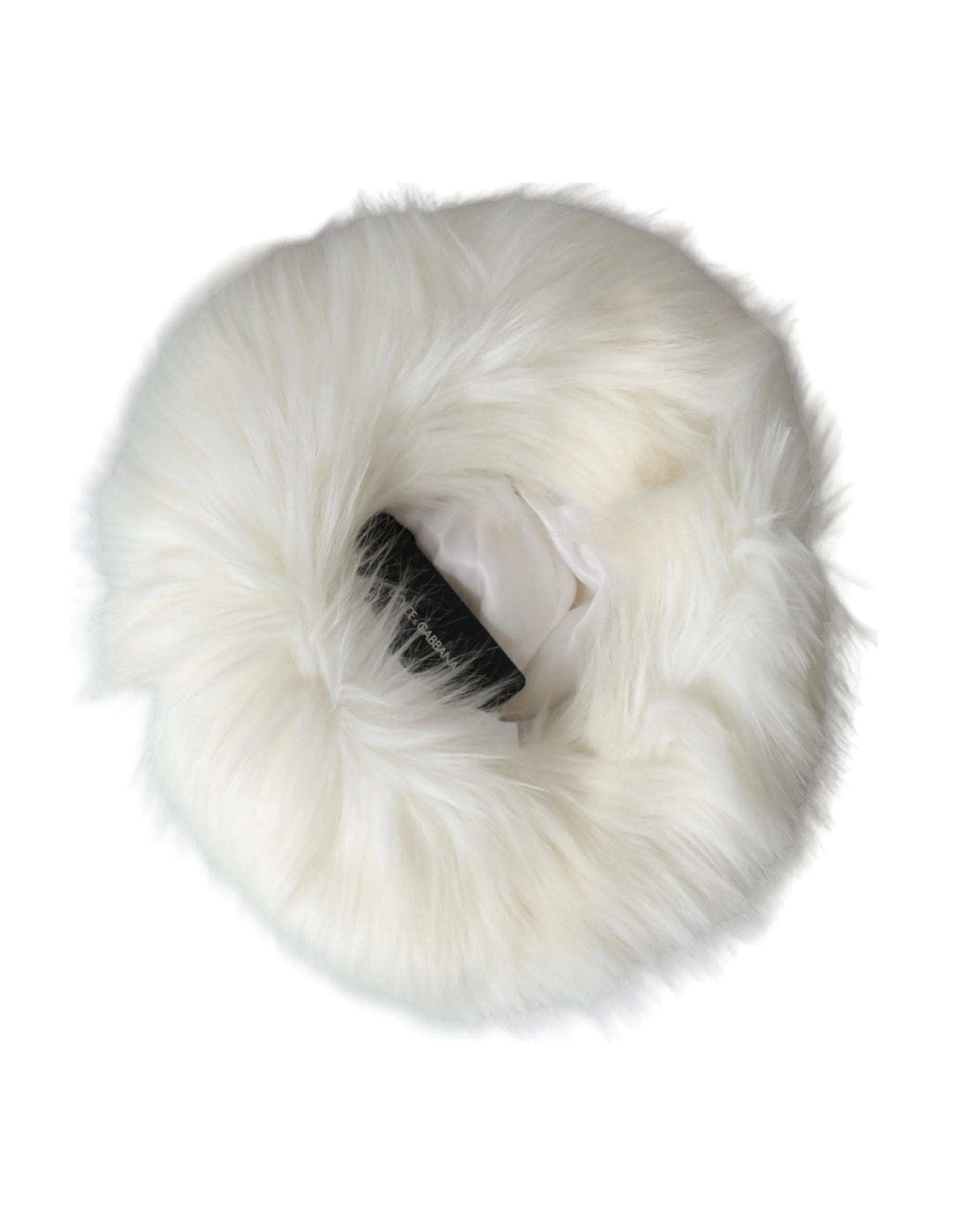 Dolce & Gabbana White Acrylic Fur Womens Bucket Hat - 59 cm|L