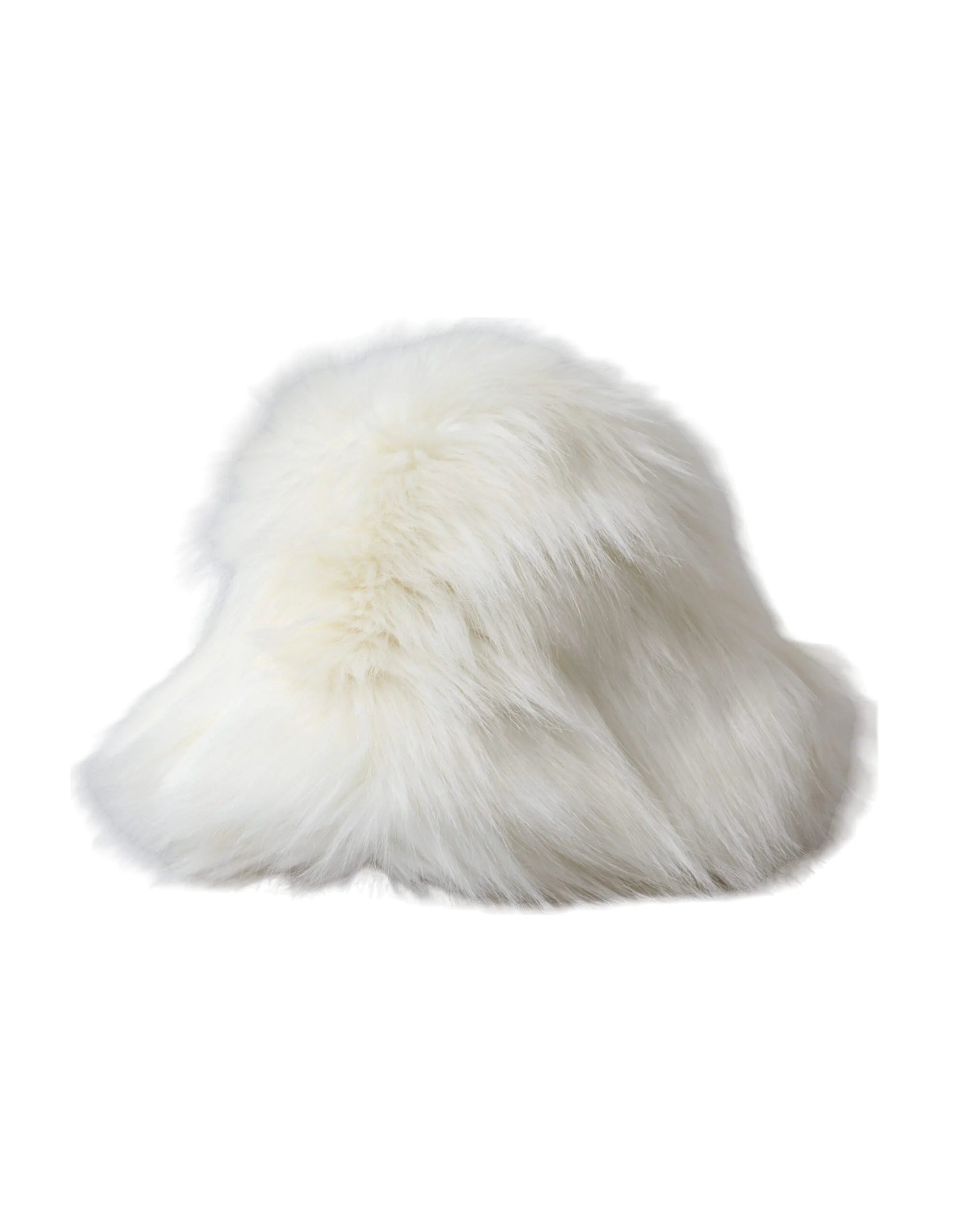 Dolce & Gabbana White Acrylic Fur Womens Bucket Hat - 59 cm|L