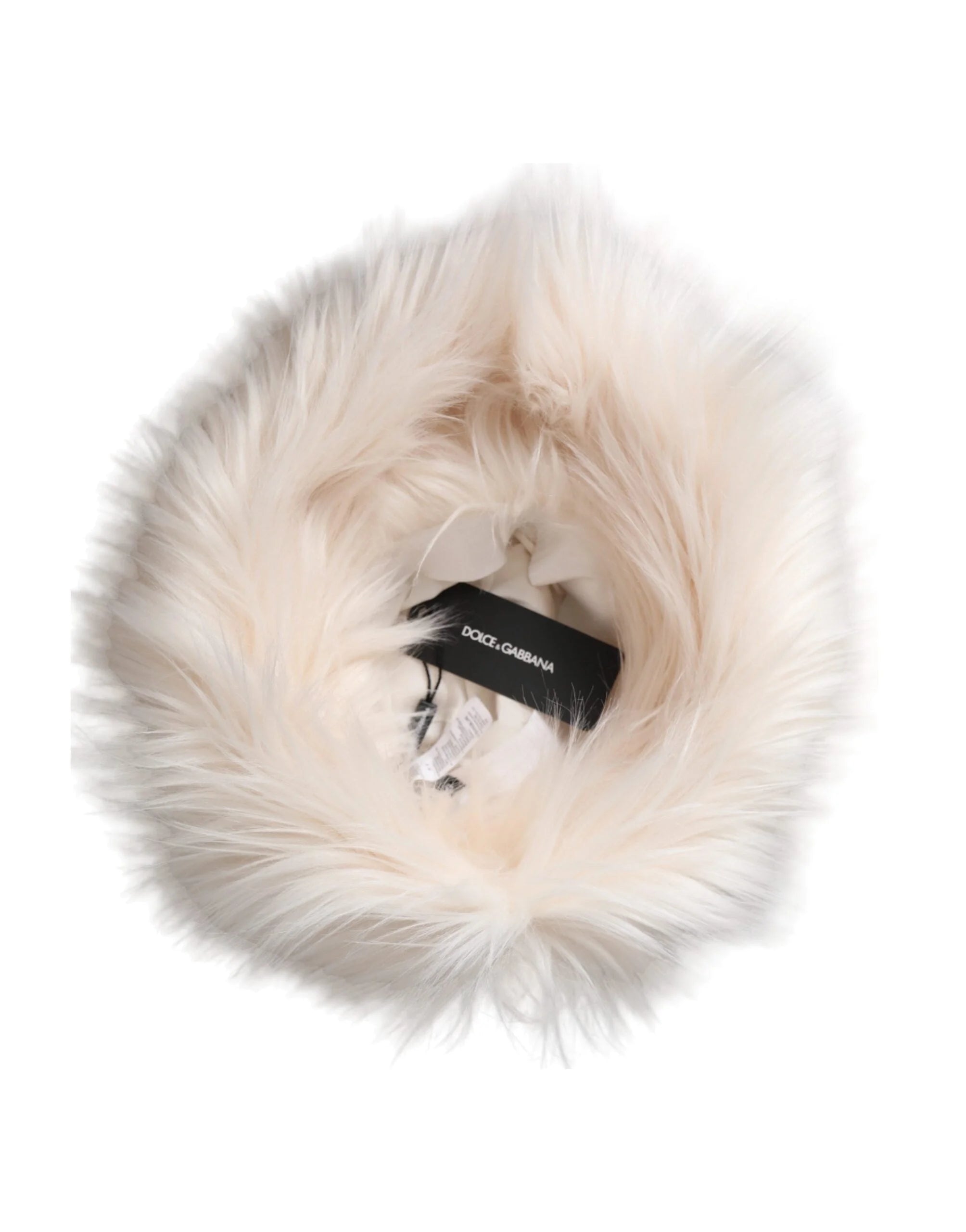 Dolce & Gabbana White Acrylic Fur Womens Bucket Hat - Bucket Hats