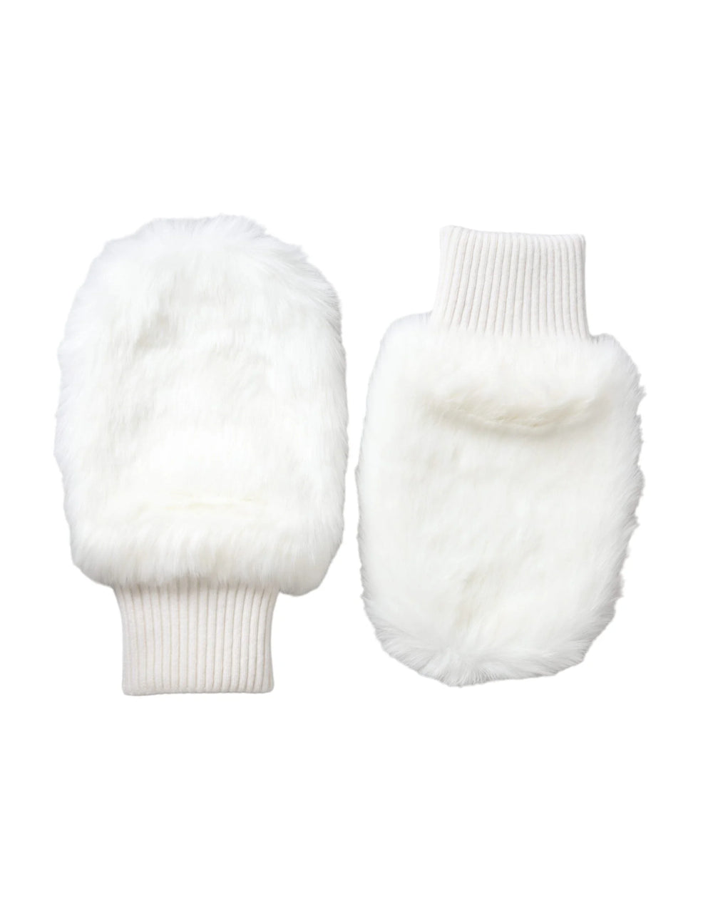 Dolce & Gabbana White Acrylic Knitted Fur Wrist Mitten Gloves - Gloves & Mittens
