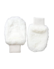 Dolce & Gabbana White Acrylic Knitted Fur Wrist Mitten Gloves - Gloves & Mittens