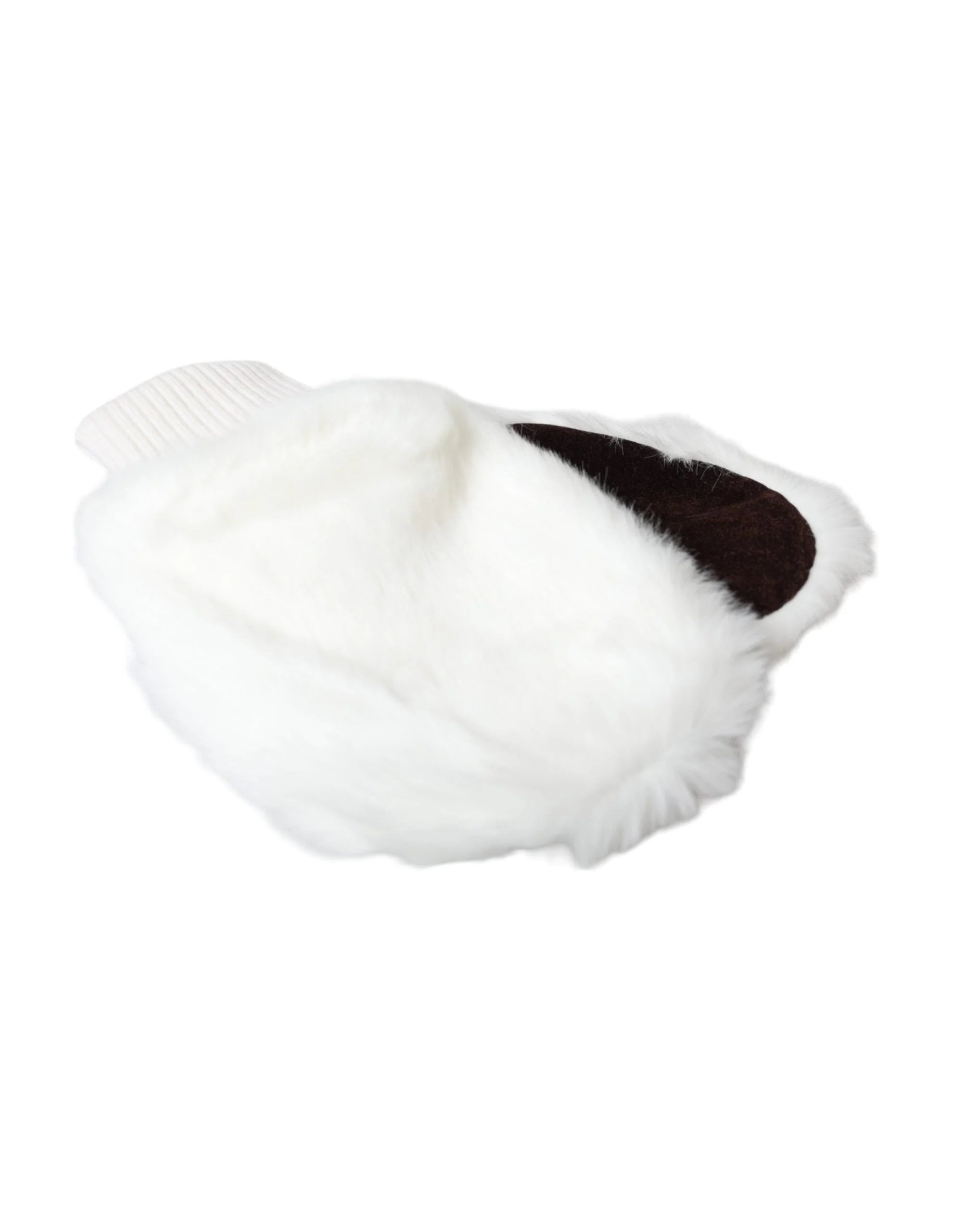 Dolce & Gabbana White Acrylic Knitted Fur Wrist Mitten Gloves - Gloves & Mittens