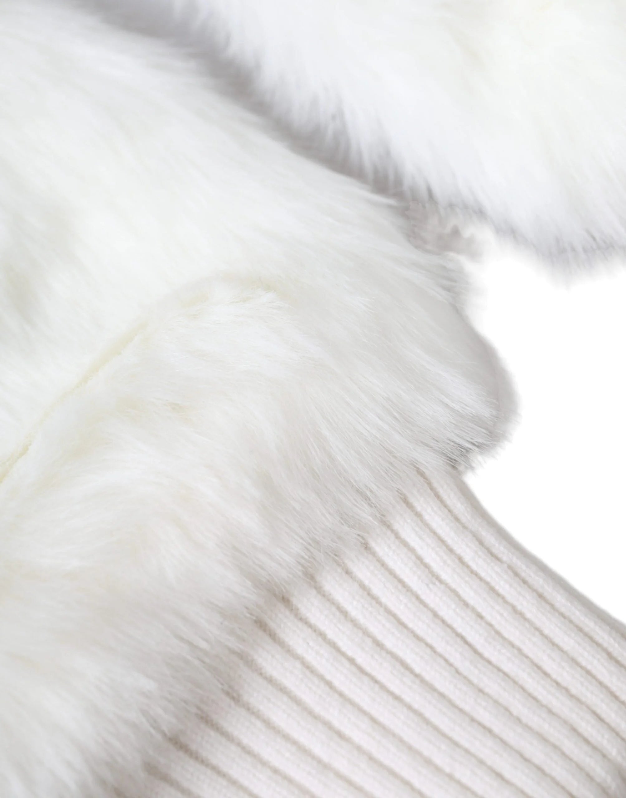 Dolce & Gabbana White Acrylic Knitted Fur Wrist Mitten Gloves - Gloves & Mittens