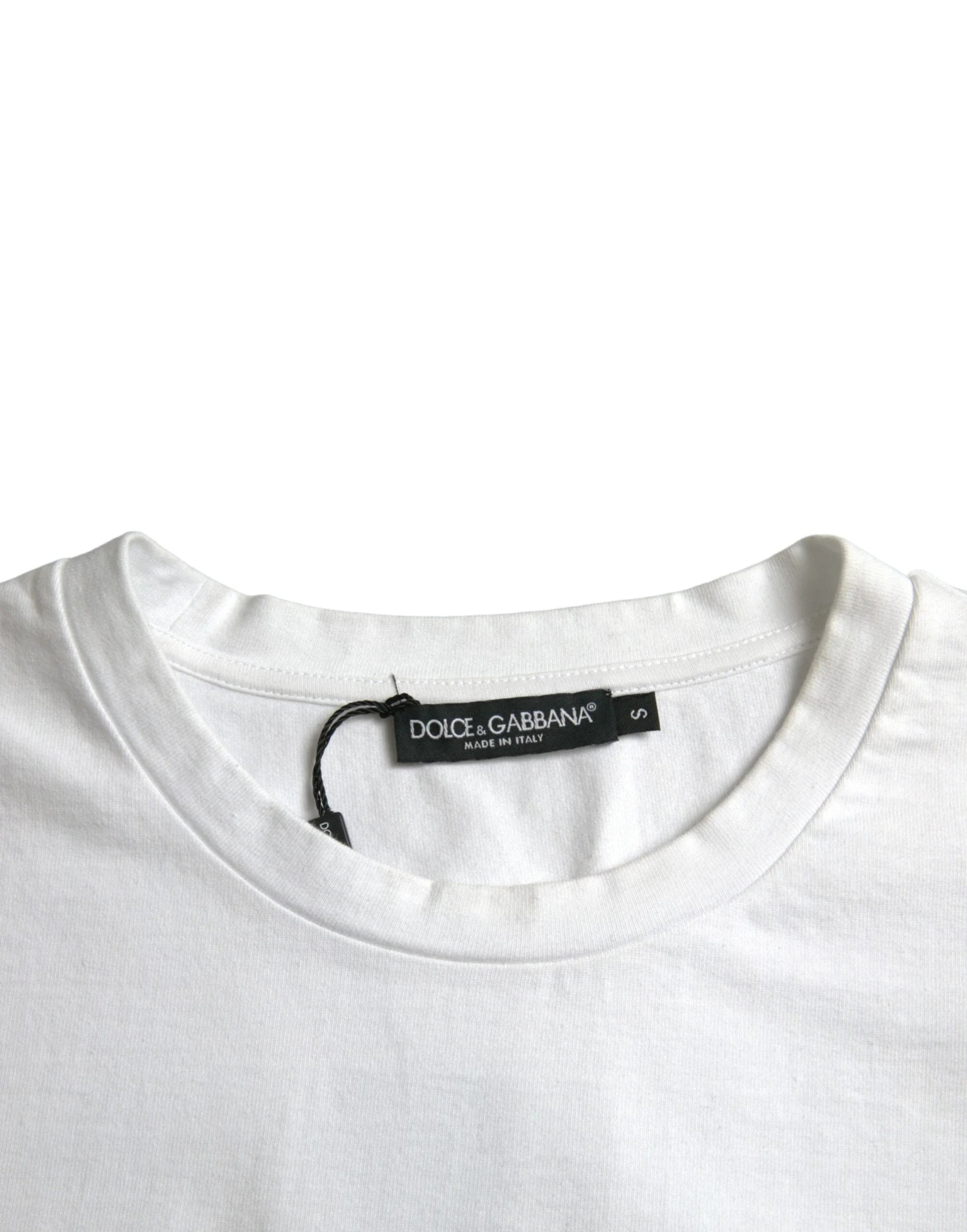 Dolce & Gabbana White Amor Heart Cotton Crewneck Short Sleeve T-shirt - S - T-Shirts