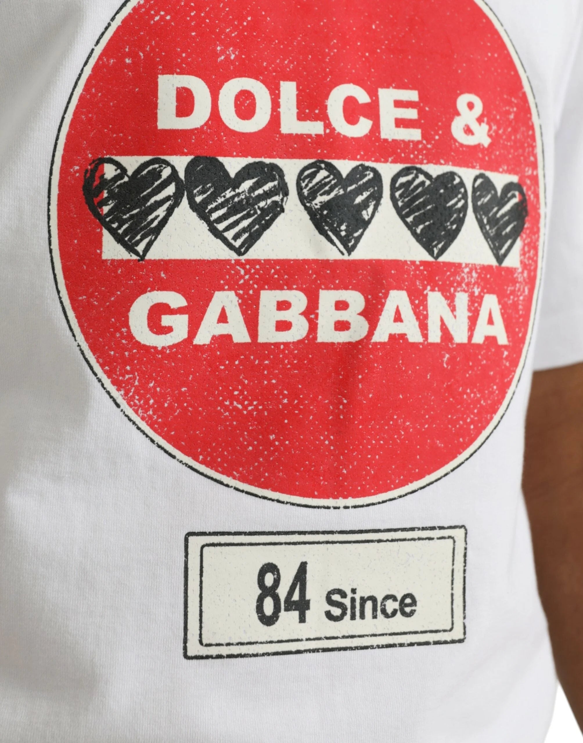 Dolce & Gabbana White Amor Heart Cotton Crewneck Short Sleeve T-shirt - XS - T-Shirts