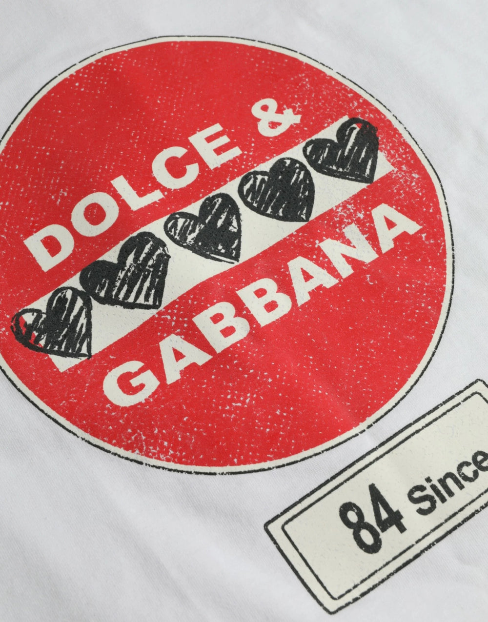 Dolce & Gabbana White Amor Heart Cotton Crewneck Short Sleeve T-shirt - S - T-Shirts