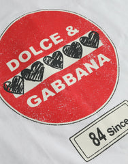 Dolce & Gabbana White Amor Heart Cotton Crewneck Short Sleeve T-shirt - S - T-Shirts