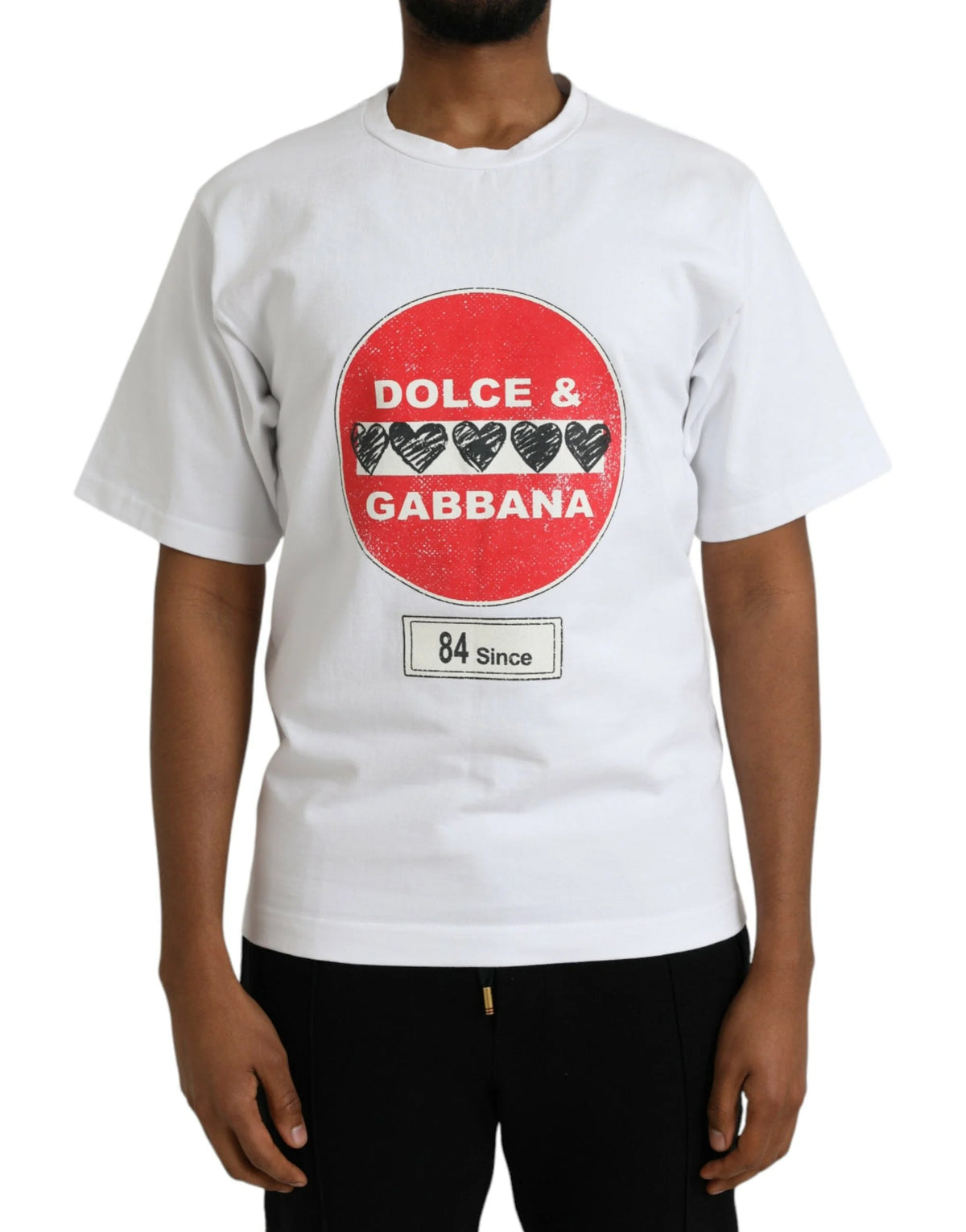 Dolce & Gabbana White Amor Heart Cotton Crewneck Short Sleeve T-shirt - XS - T-Shirts