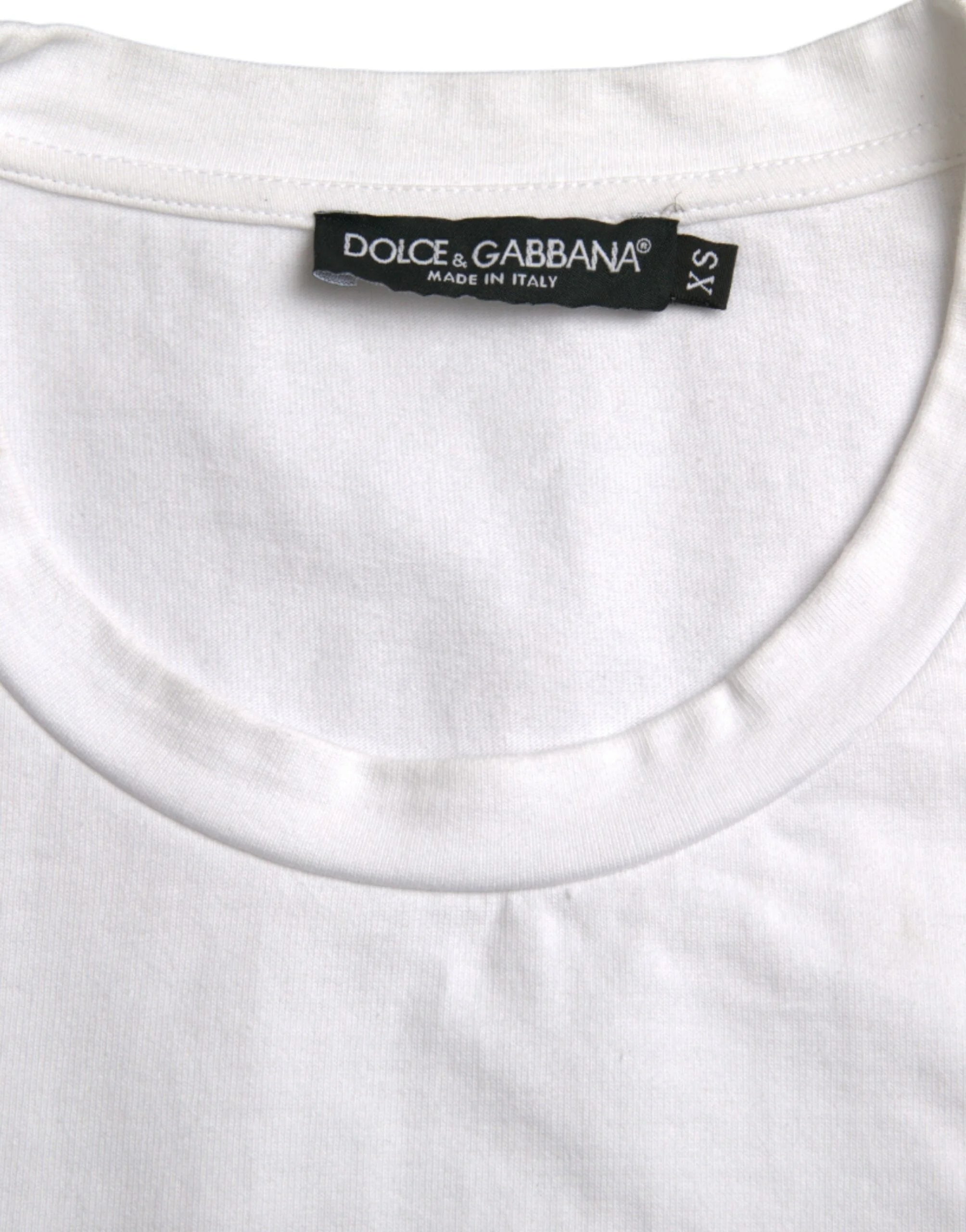Dolce & Gabbana White Amor Heart Cotton Crewneck Short Sleeve T-shirt - XS - T-Shirts