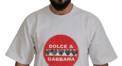 Dolce & Gabbana White Amor Heart Cotton Crewneck T-shirt - S - T-Shirts