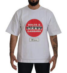 Dolce & Gabbana White Amor Heart Cotton Crewneck T-shirt - S - T-Shirts