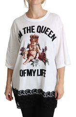 Dolce & Gabbana White Angel Print Cotton Round Neck Shirt Tops - IT38|XS - T-Shirts