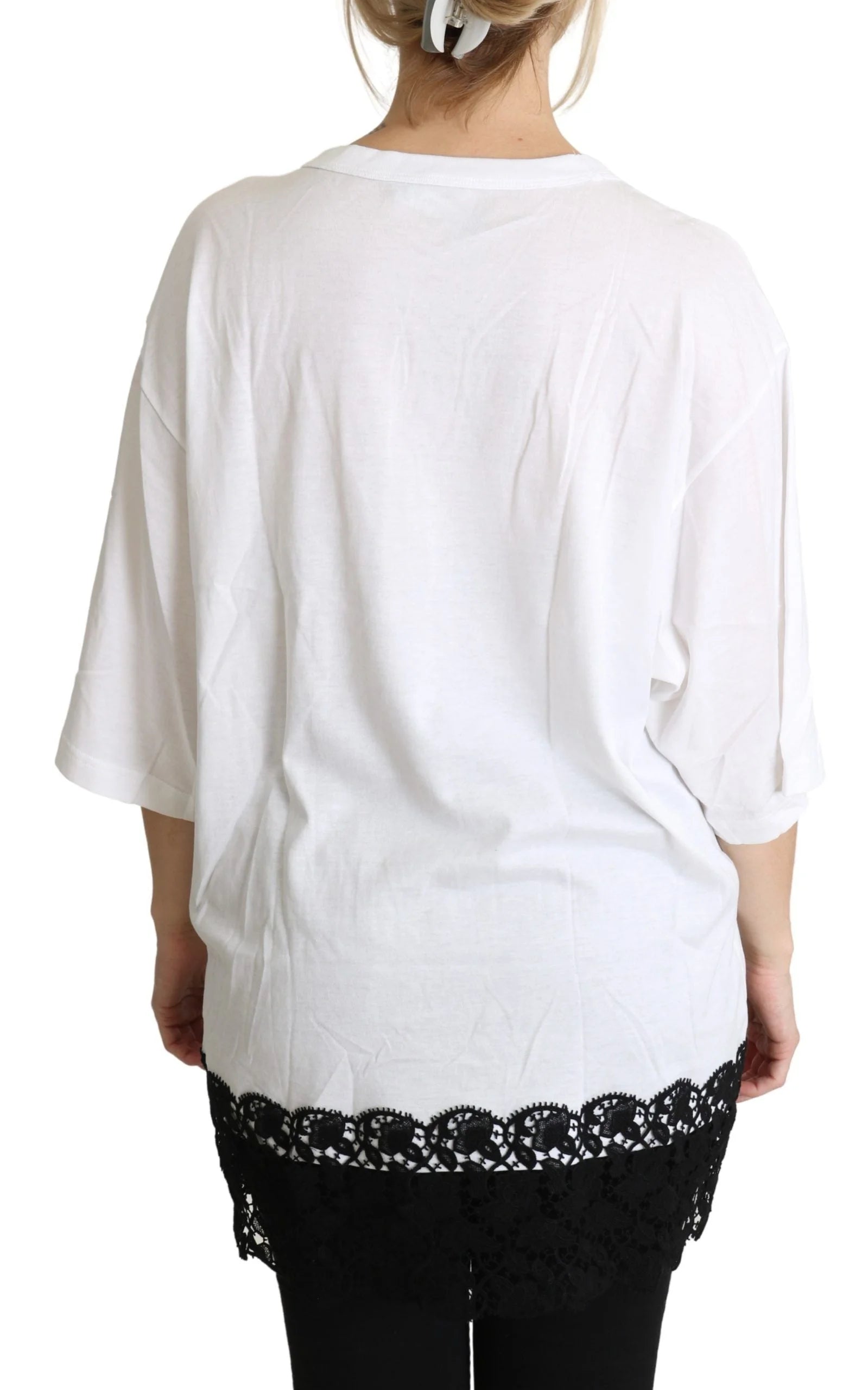 Dolce & Gabbana White Angel Print Cotton Round Neck Shirt Tops - IT38|XS - T-Shirts