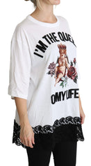 Dolce & Gabbana White Angel Print Cotton Round Neck Shirt Tops - IT38|XS - T-Shirts