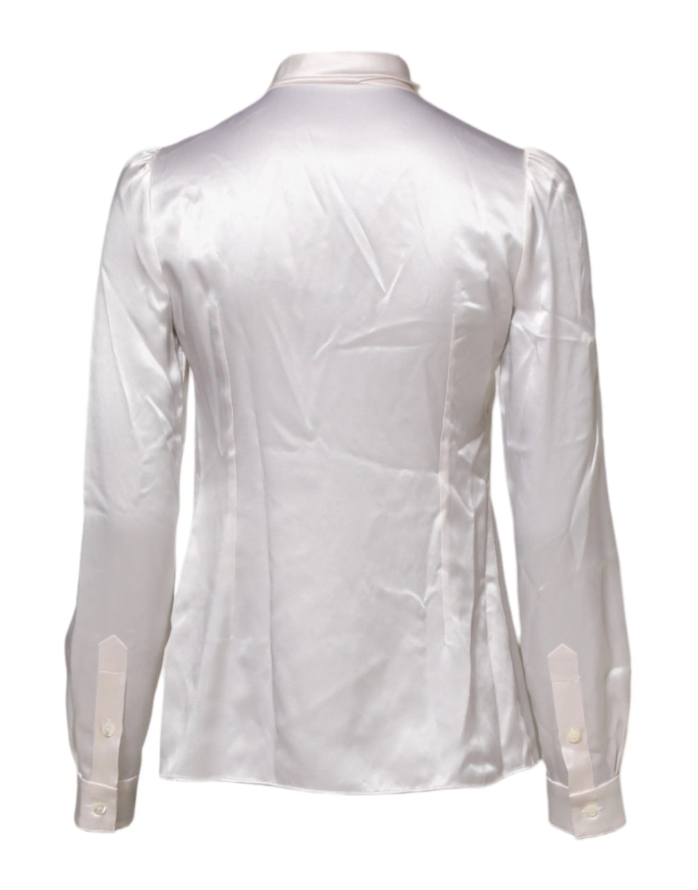 Dolce & Gabbana White Ascot Collar Long Sleeve Blouse Top - IT36|XXS - Blouses