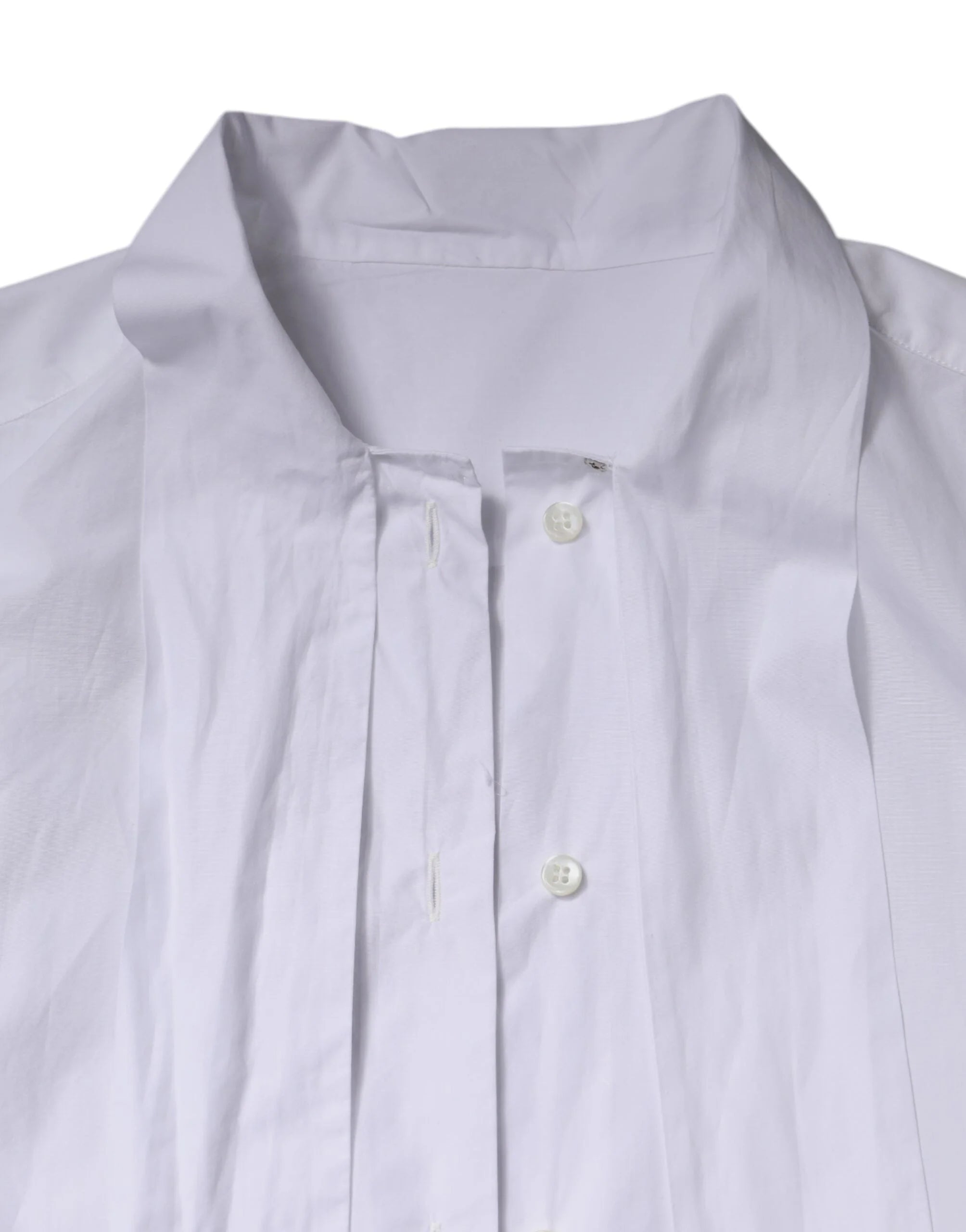 Dolce & Gabbana White Ascot Collar Long Sleeve Blouse Top - IT38 | XS - Blouses