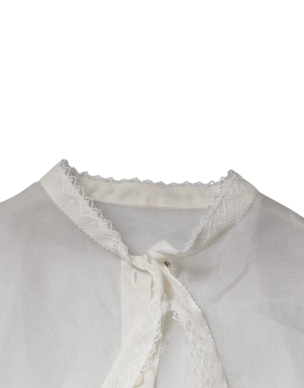 Dolce & Gabbana White Ascot Collar Long Sleeves Blouse Top - IT42|M - Blouses