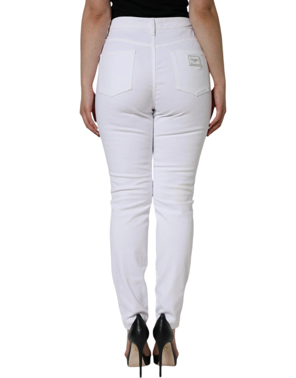 Dolce & Gabbana White AUDREY Cotton Logo Skinny Denim Jeans - IT44 | L - Jeans