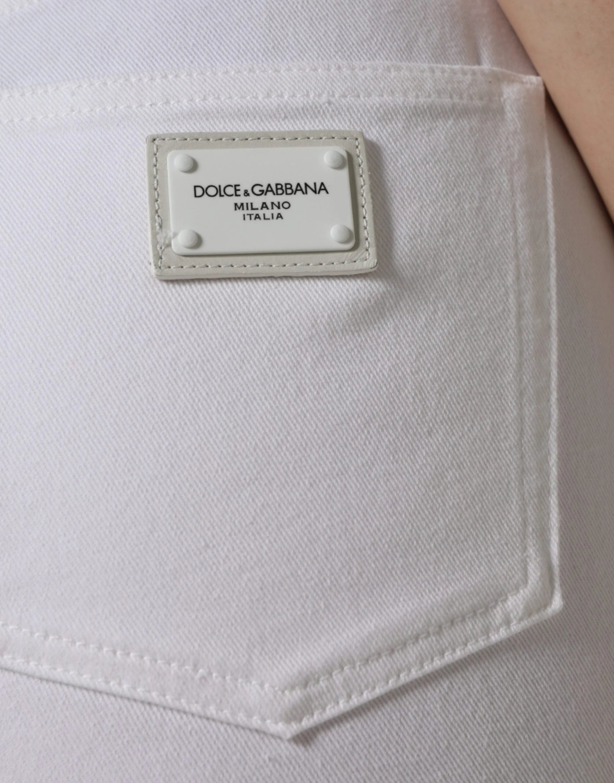 Dolce & Gabbana White AUDREY Cotton Logo Skinny Denim Jeans - IT44 | L - Jeans