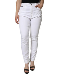 Dolce & Gabbana White AUDREY Cotton Logo Skinny Denim Jeans - IT44 | L - Jeans
