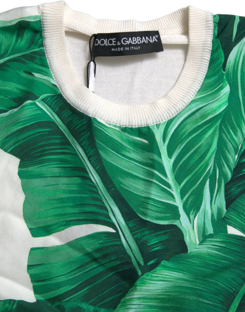 Dolce & Gabbana White Banana Leaf Print Crew Neck Tank Top - IT36 | XS - Tank Tops