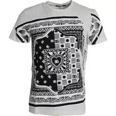 Dolce & Gabbana White Bandana Print Cotton Short Sleeves Men T-shirt - IT48 | M - T-Shirts