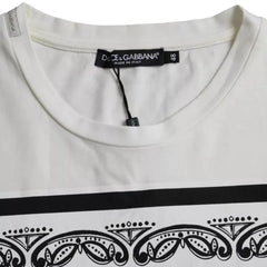 Dolce & Gabbana White Bandana Print Cotton Short Sleeves Men T-shirt - IT48 | M - T-Shirts