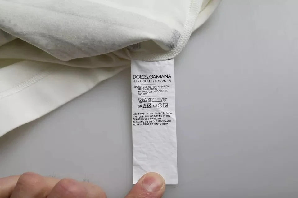 Dolce & Gabbana White Bandana Print Cotton Short Sleeves Men T-shirt - IT48 | M - T-Shirts