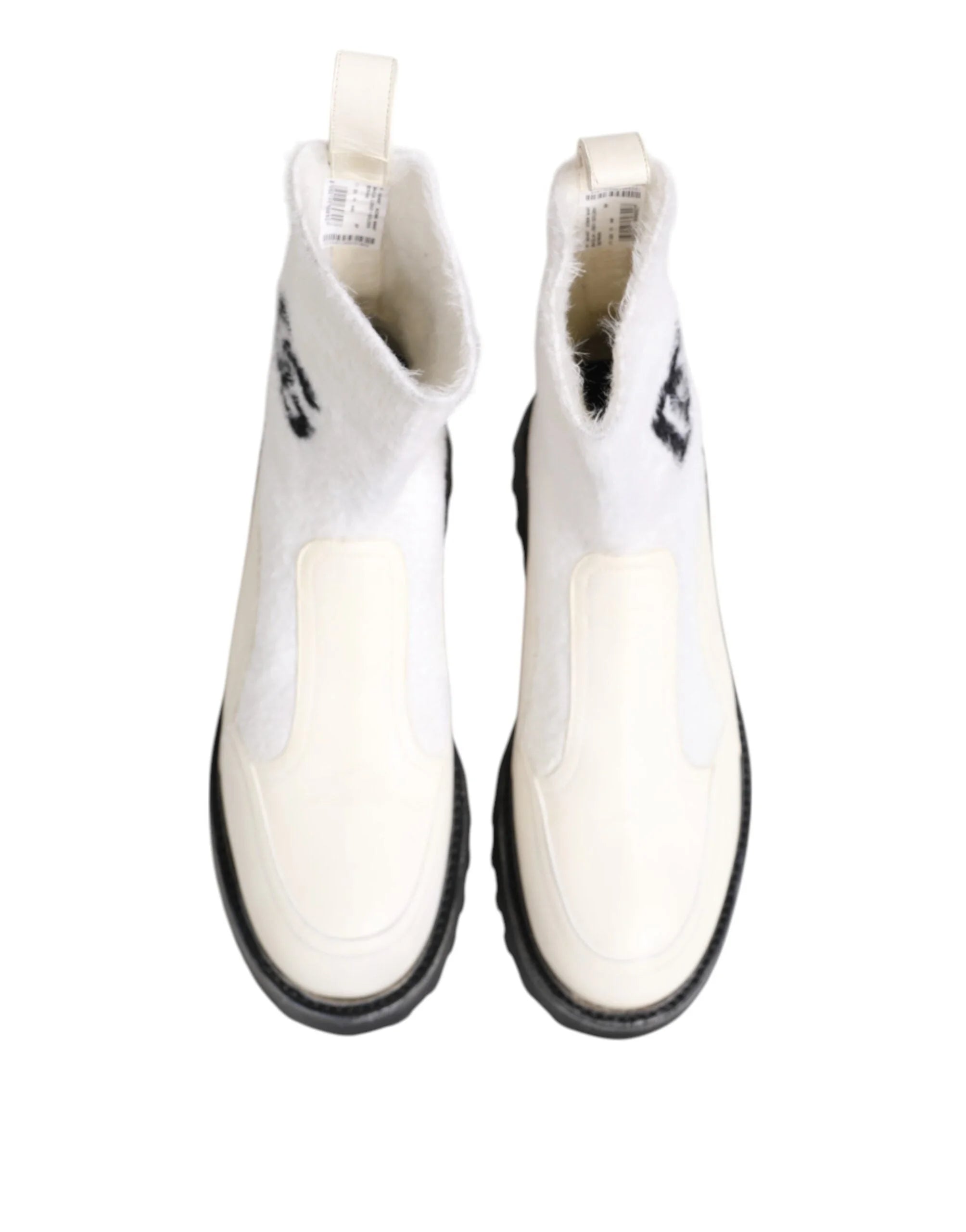 Dolce & Gabbana White Beige DG Logo Mid Calf Boots Shoes - EU44/US11 - Boots