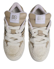 Dolce & Gabbana Vita Beige Falsk Ull Låga Sneakers Skor - EU44/US11