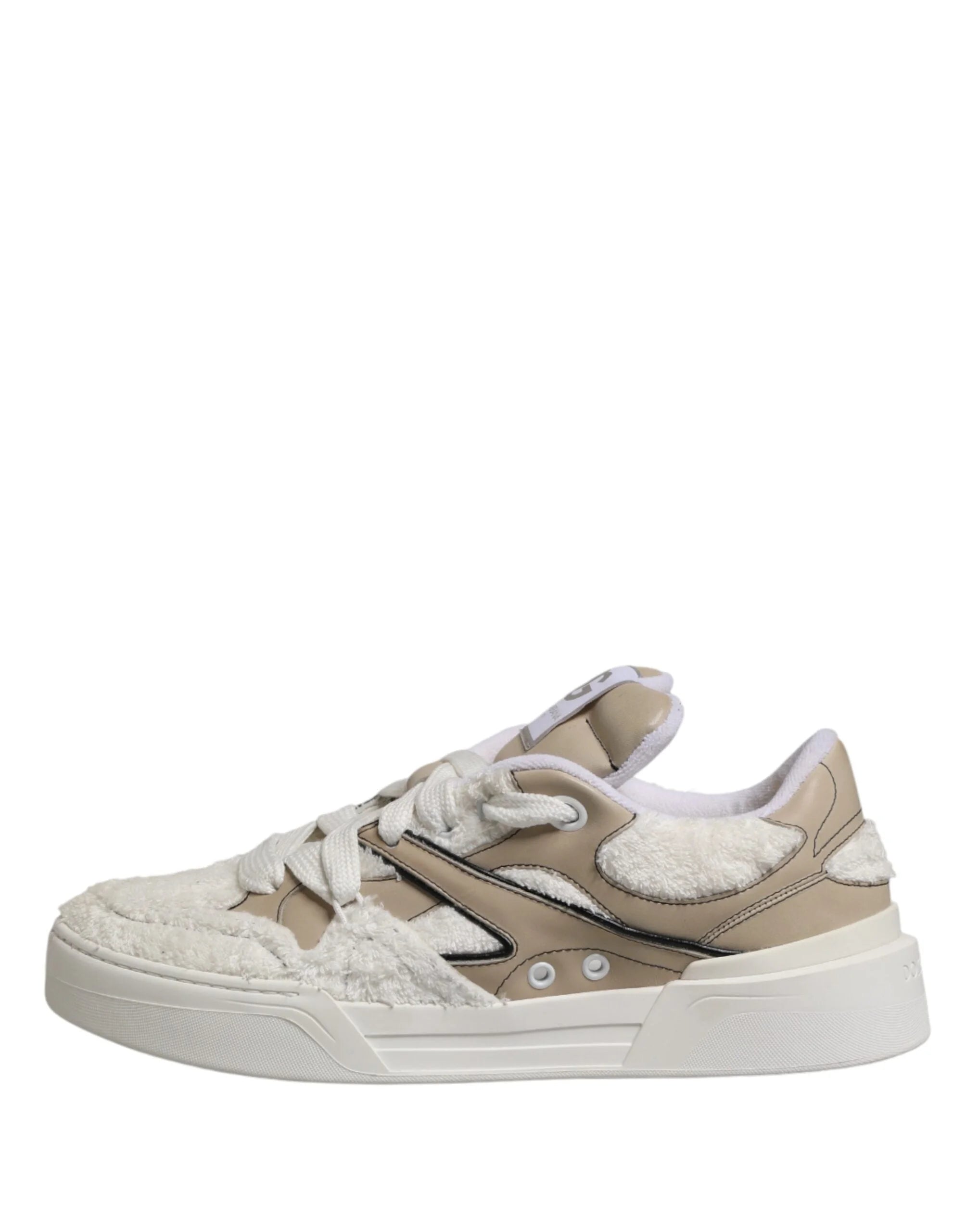 Dolce & Gabbana Vita Beige Falsk Ull Låga Sneakers Skor - EU44/US11