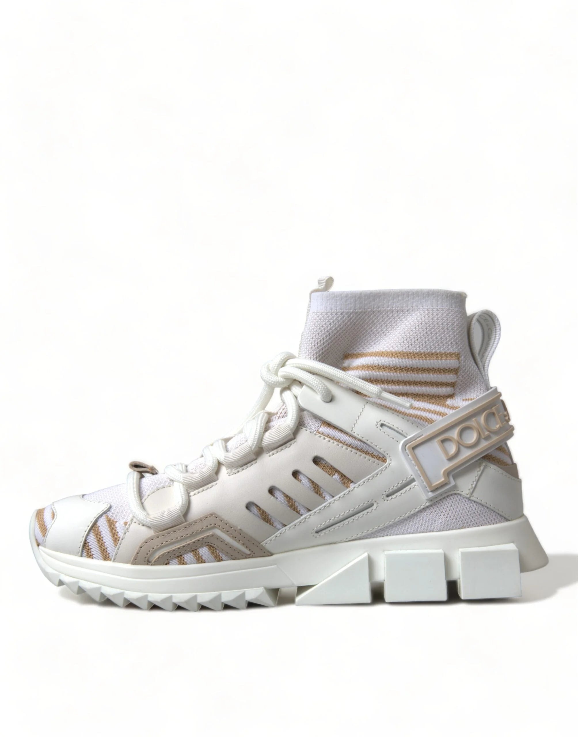 Dolce & Gabbana White Beige Sorrento Socks Sneakers Shoes - EU37/US6.5